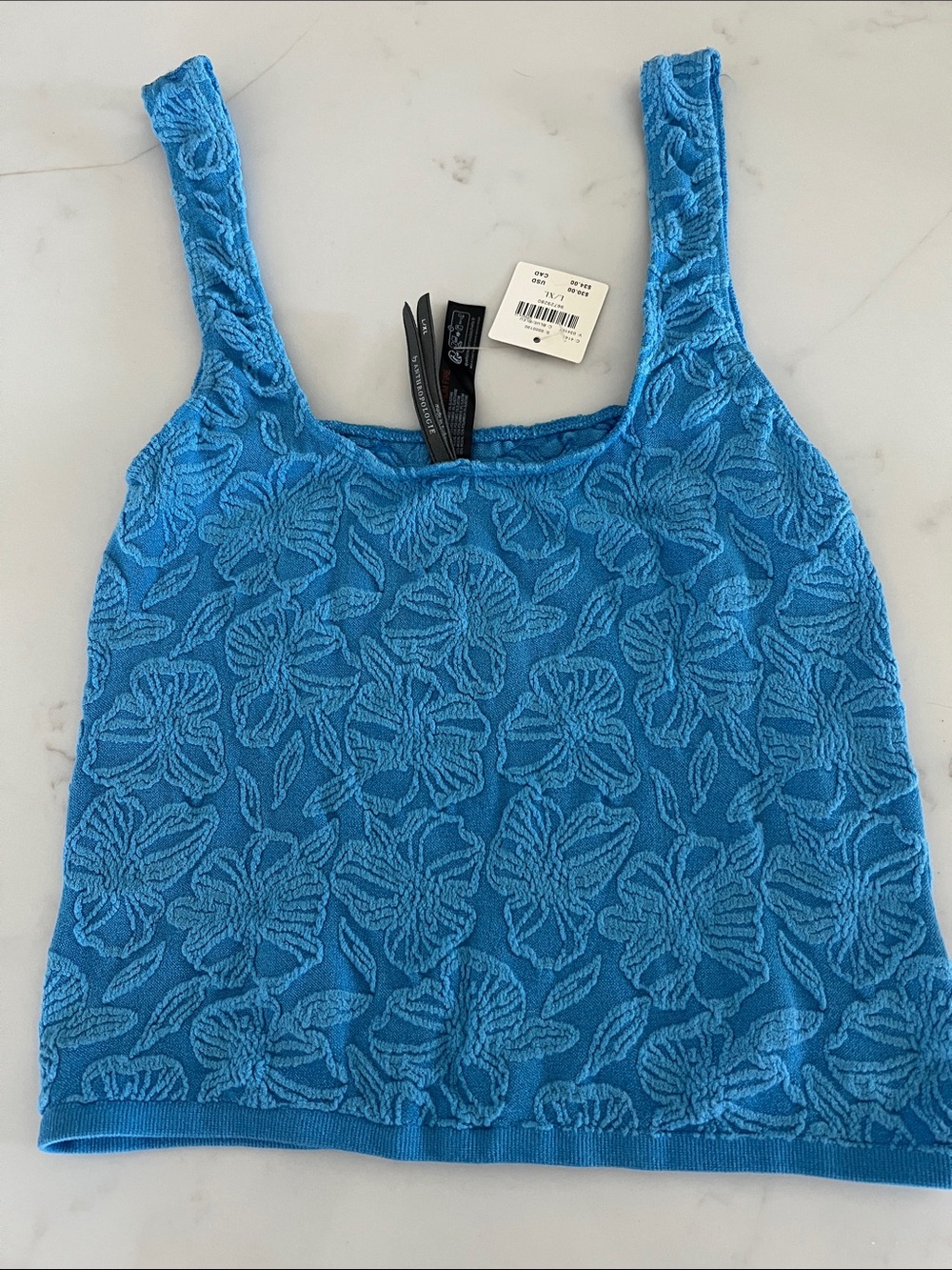 Anthropologie Lyrebird Bright Blue Floral Tank